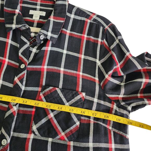 J Jill Womens Perfect Plaid Double Cloth Long Tunic Shirt Size Medium Button Up - Picture 10 of 11